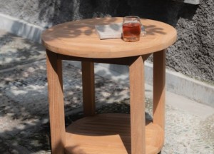 Ronde Teakhouten Salontafel 60 cm met Onderblad Buiten