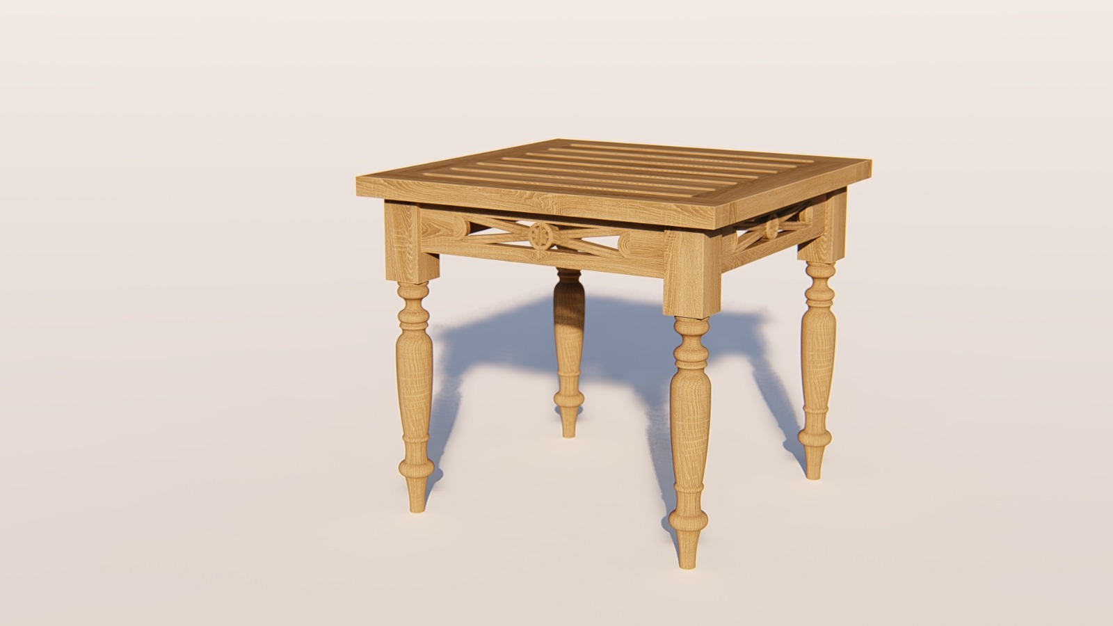 Batavia Teakhouten Koffietafel 50×50 cm – Klassiek Houtsnijwerk | Teakea