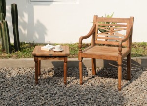 Batavia Teakhouten Koffietafel 50×50 cm – Klassiek Houtsnijwerk | Teakea