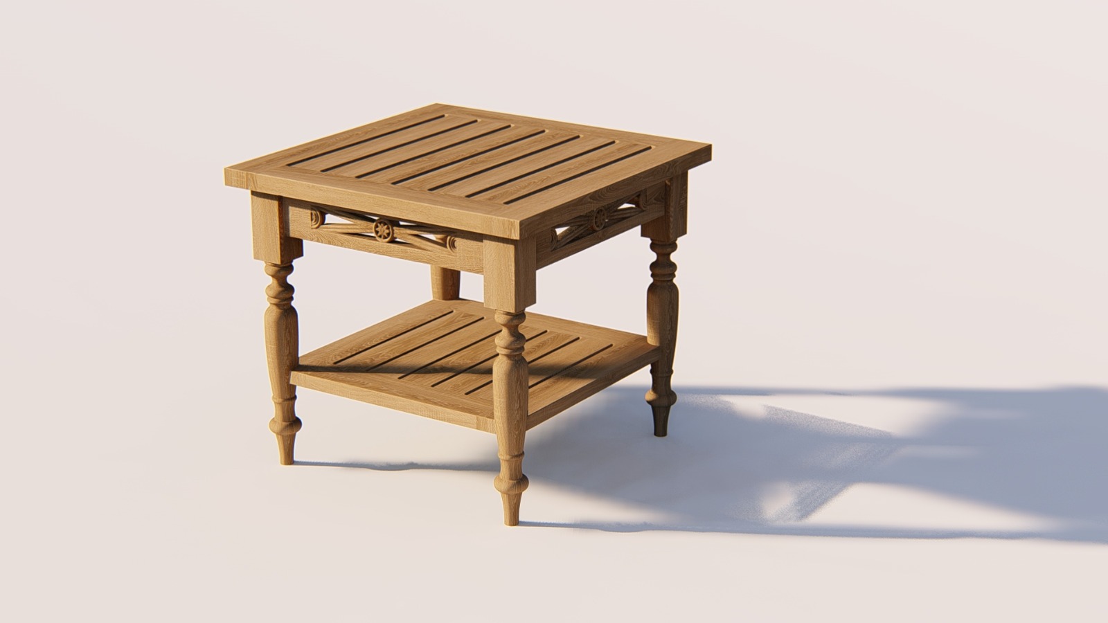 Batavia Teakhouten Koffietafel met Legplank – 50×50 cm