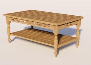 Batavia Teakhouten Salontafel met Legplank – 100×50 cm – Klassiek Tuinmeubel