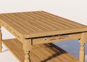 Batavia Teakhouten Salontafel met Legplank – 100×50 cm – Klassiek Tuinmeubel