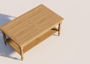 Batavia Teakhouten Salontafel met Legplank – 100×50 cm – Klassiek Tuinmeubel