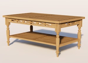 Batavia Teakhouten Salontafel met Legplank – 100×50 cm – Klassiek Tuinmeubel