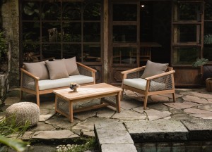 Teak Tuinset Nadia – Fauteuil, 2-Zits Bank &amp; Salontafel