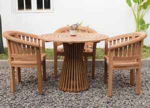 Teak Tuintafel Aurora – Rond Ø100 cm met Verzwaarde Spinvoet