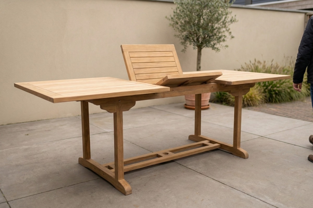 Uitschuifbare ovale tuintafel van teakhout, 180 tot 280cm