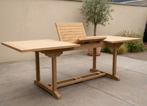 Uitschuifbare ovale tuintafel van teakhout, 180 tot 280cm - Teakea