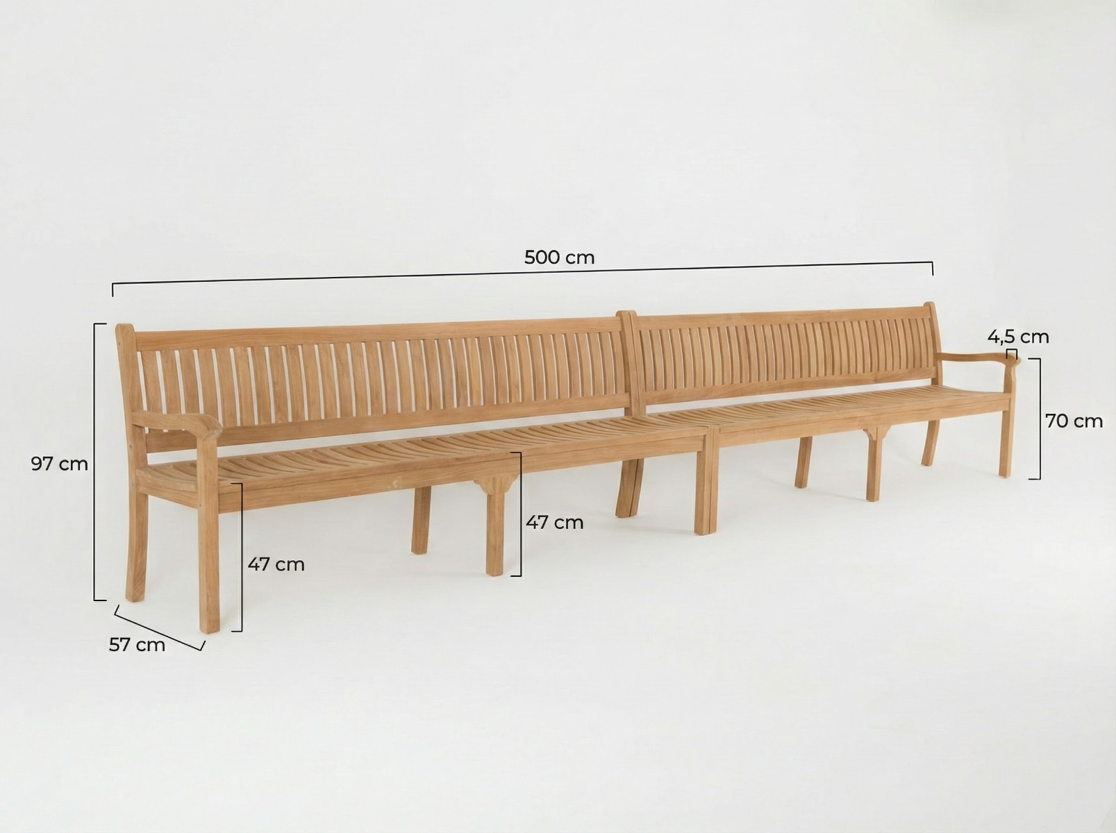XXL Teak Tuinbank 500cm – Robuust &amp; Modulair Design | Teakea.nl