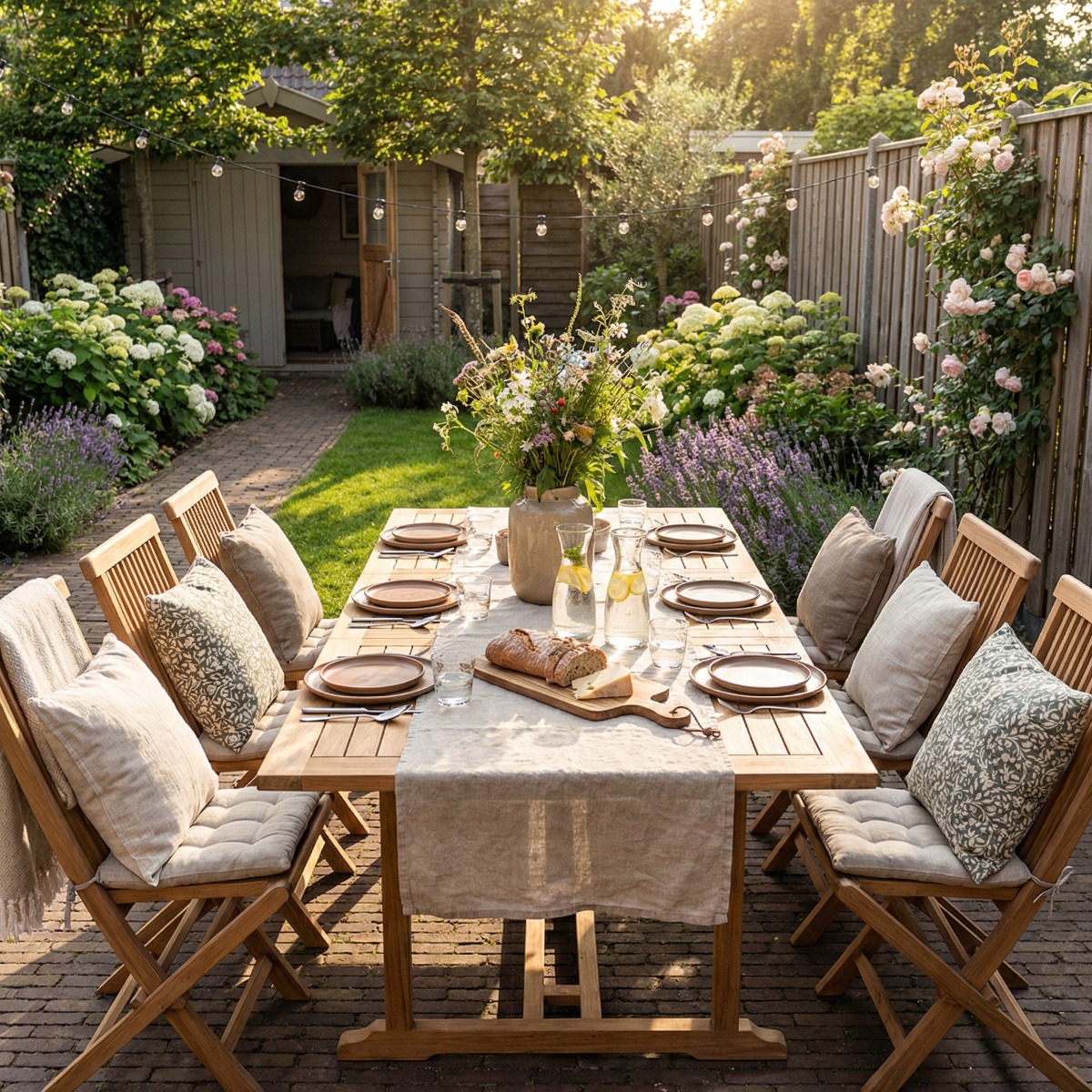 Teakea Summer Tuinset – Uitschuifbare Tafel &amp; 6 Klapstoelen – FSC® Teakhout