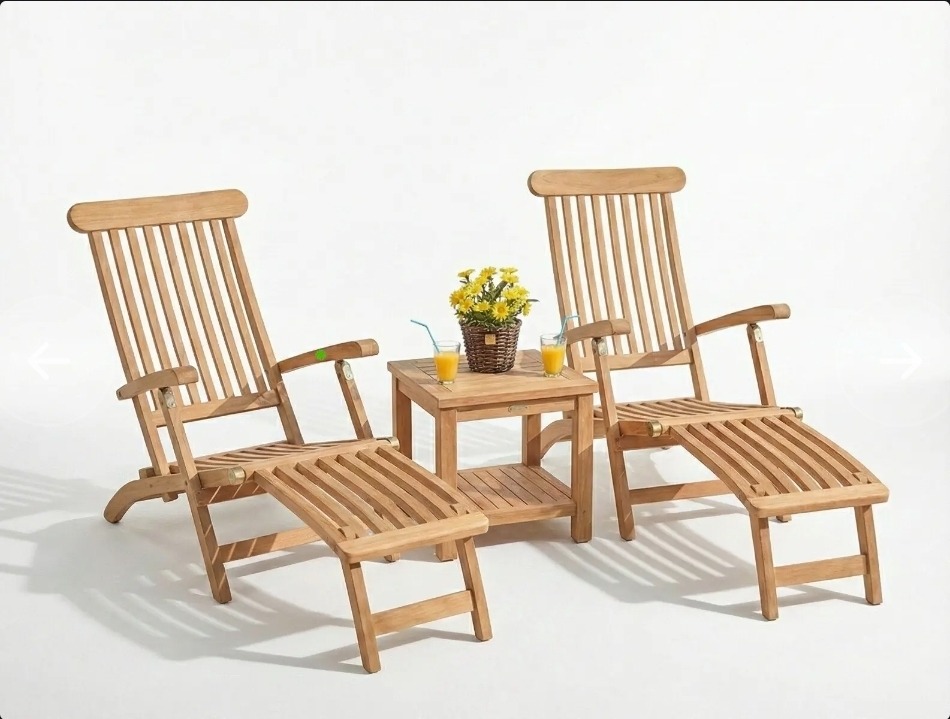 2 Deckchairs met Wielen + Bijzettafeltje met Onderblad | Florida Tuinset