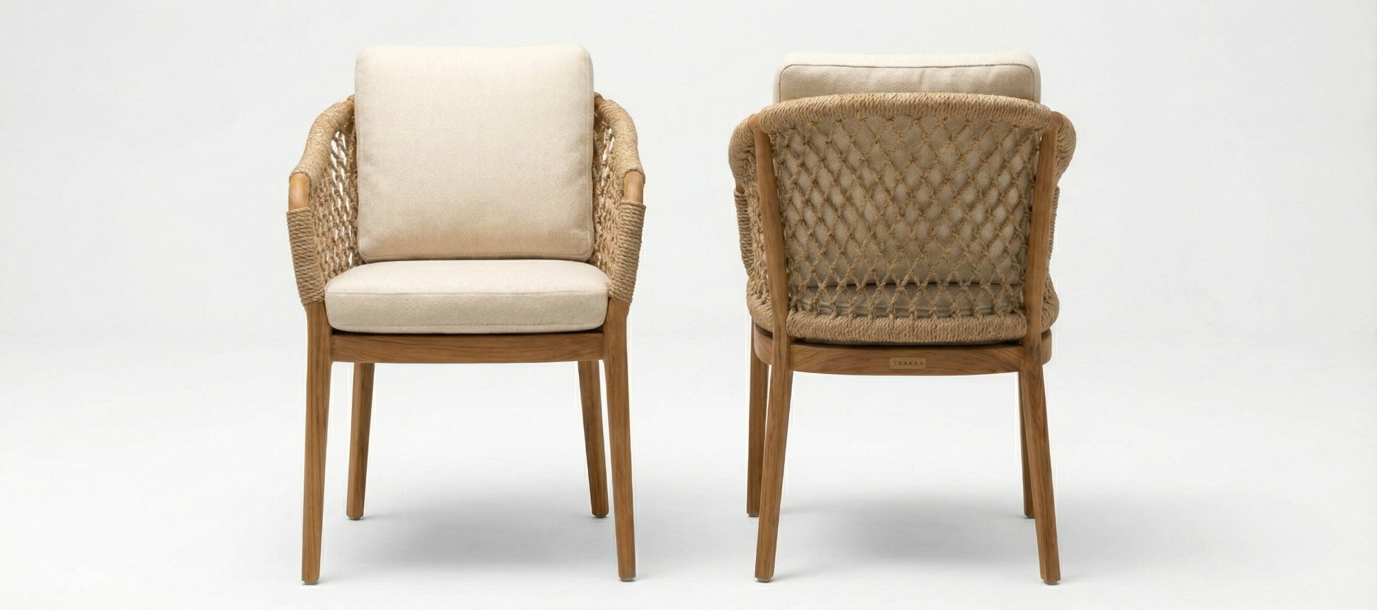 St. Tropez Teak Tuinstoel | Olefin Rope &amp; All-Weather Dry Foam Kussens