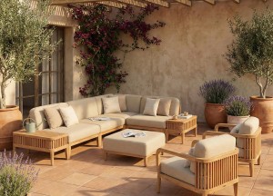 Ravello Modulaire Teak Loungeset | FSC® Premium Teak &amp; Olefin | Quick Dry Foam
