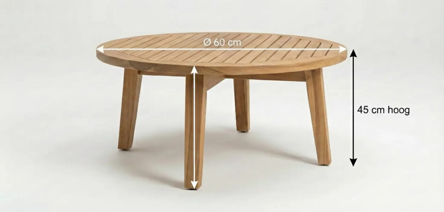 Ronde Teak Tuin Salontafel Ø 60 cm | Massief FSC Teakhout