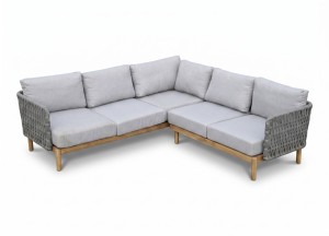 Ubud Hoek Loungeset Acacia Touwgeweven Lichtgrijs | Teakea