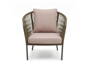 Olea Loungefauteuil Olijfgroen | Touw &amp; Aluminium | Teakea