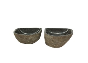 Natuurstenen Waskommen Set van 2 | DEVI-710 - Elegante Verfijning - 37x31x15 cm - 