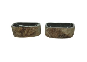 Natuurstenen Waskommen Set van 2 | DEVI-714 - Modern Design - 43x28x15 cm - 