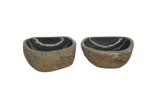 Luxe Natuurstenen Waskommen Set van 2 - DEVI-720 | Verfijnde Badkamerstijl | 39x34x14 - 