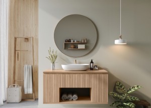 Eikenhouten Badmeubel Shadi met Verticale Lattenfronten - Maatwerk en Modern Design - 