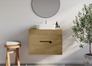 Eikenhouten Badmeubel Rondo - Zwevend Strak Design en Maatwerk Opties - 