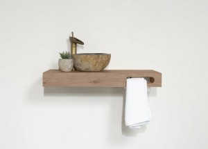 Wastafel Athene Messing | Stijlvol Design met Handdoekuitsparing | Complete Set - Teakea badmeubelen