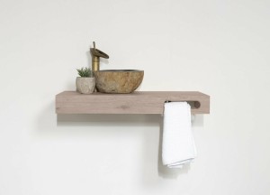 Wastafel Athene Messing | Stijlvol Design met Handdoekuitsparing | Complete Set - Teakea badmeubelen