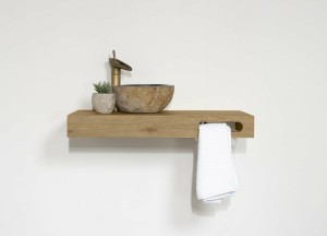 Wastafel Athene Messing | Stijlvol Design met Handdoekuitsparing | Complete Set - Teakea badmeubelen