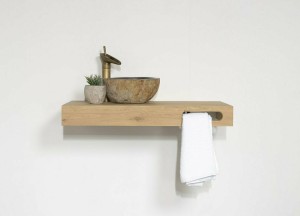 Wastafel Athene Messing | Stijlvol Design met Handdoekuitsparing | Complete Set - Teakea badmeubelen