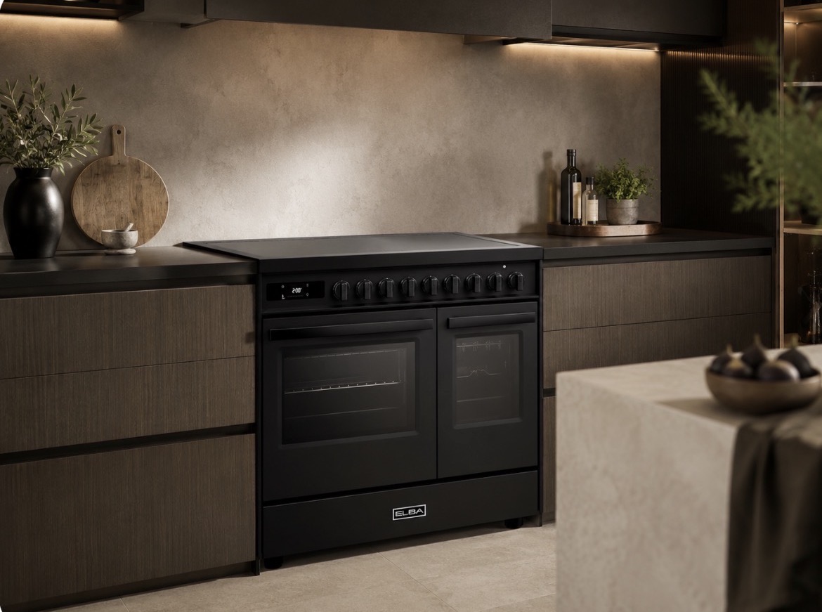 Elba fornuis inductie antraciet | dubbele oven - 90cm