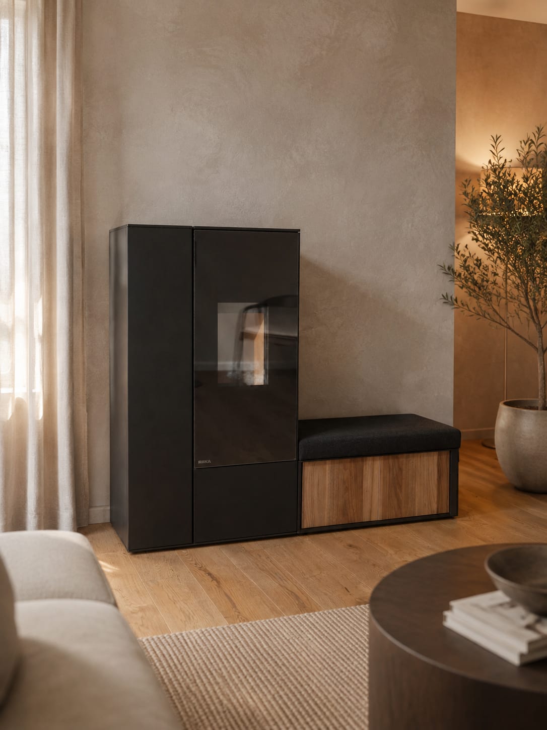 RIKA Connect, dat is een pelletkachel en meubel in 1