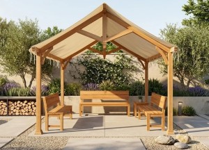 Luxe Teakhouten Partytent 300 x 500 cm - Puurteak tuinmeubelen