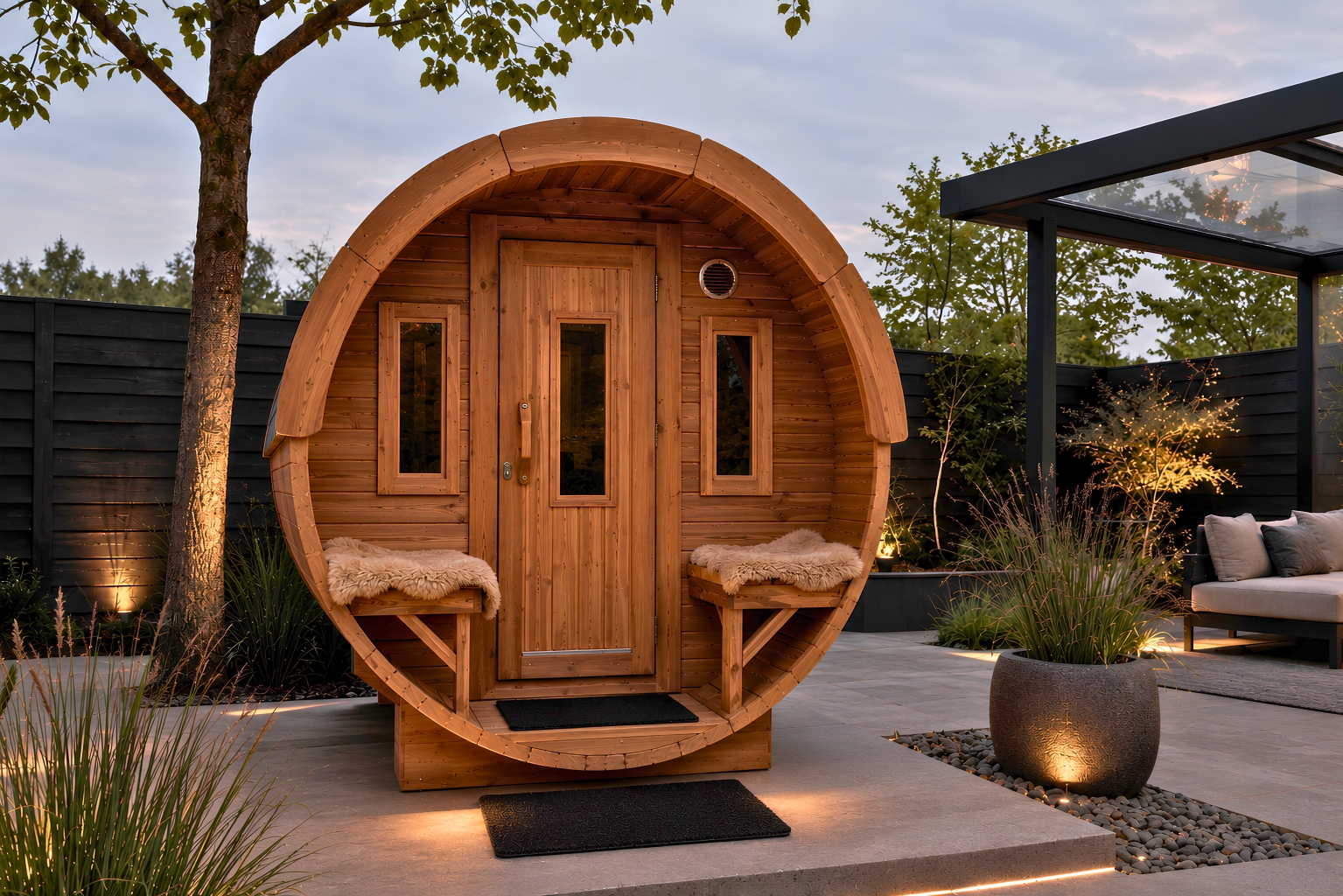 Buitensauna met veranda | Thermowood