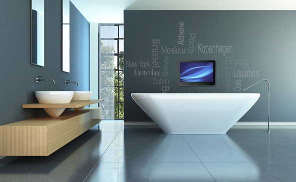 Badkamer LED TV...nooit meer naar een lege muur staren