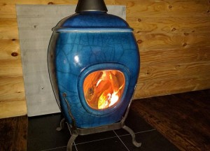 African Flame pothaard Blue Raku