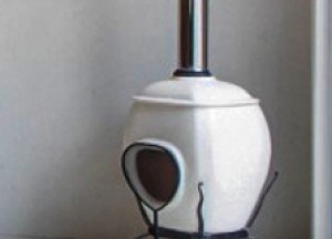 African Flame pothaard White Raku