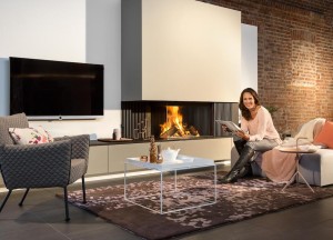 Kalfire W90/47C gesloten houthaard - hoekmodel - Kalfire Fireplaces