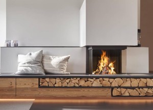 Kalfire W90/47S gesloten houthaard - 3-zijdig model