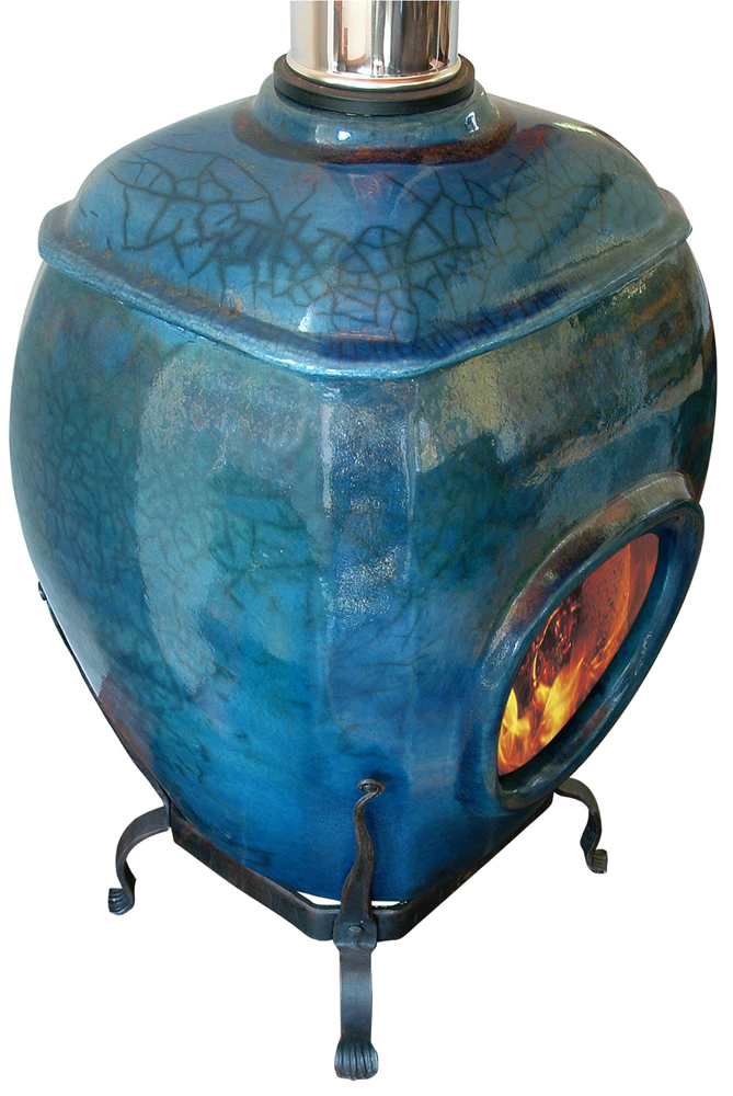 African Flame pothaard Blue Raku