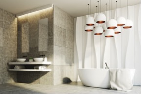 Plafondlampen in de badkamer: tips en inspiratie #badkamer #badkamerinspiratie #verllichting #badkamerverlichting