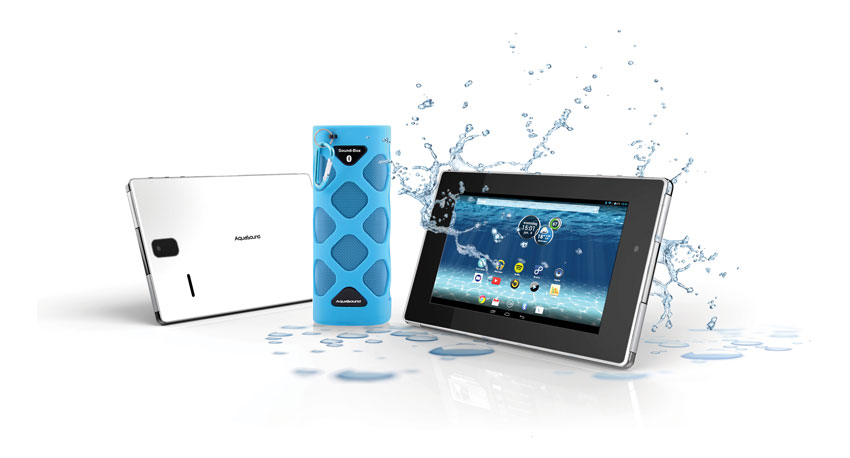 Waterdichte tablet voor de badkamer van Aquasound