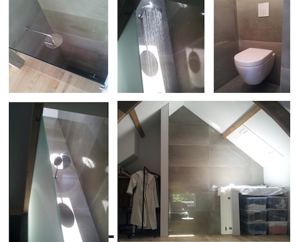 Wandpanelen met betonlook in de badkamer. ConcreetDesign