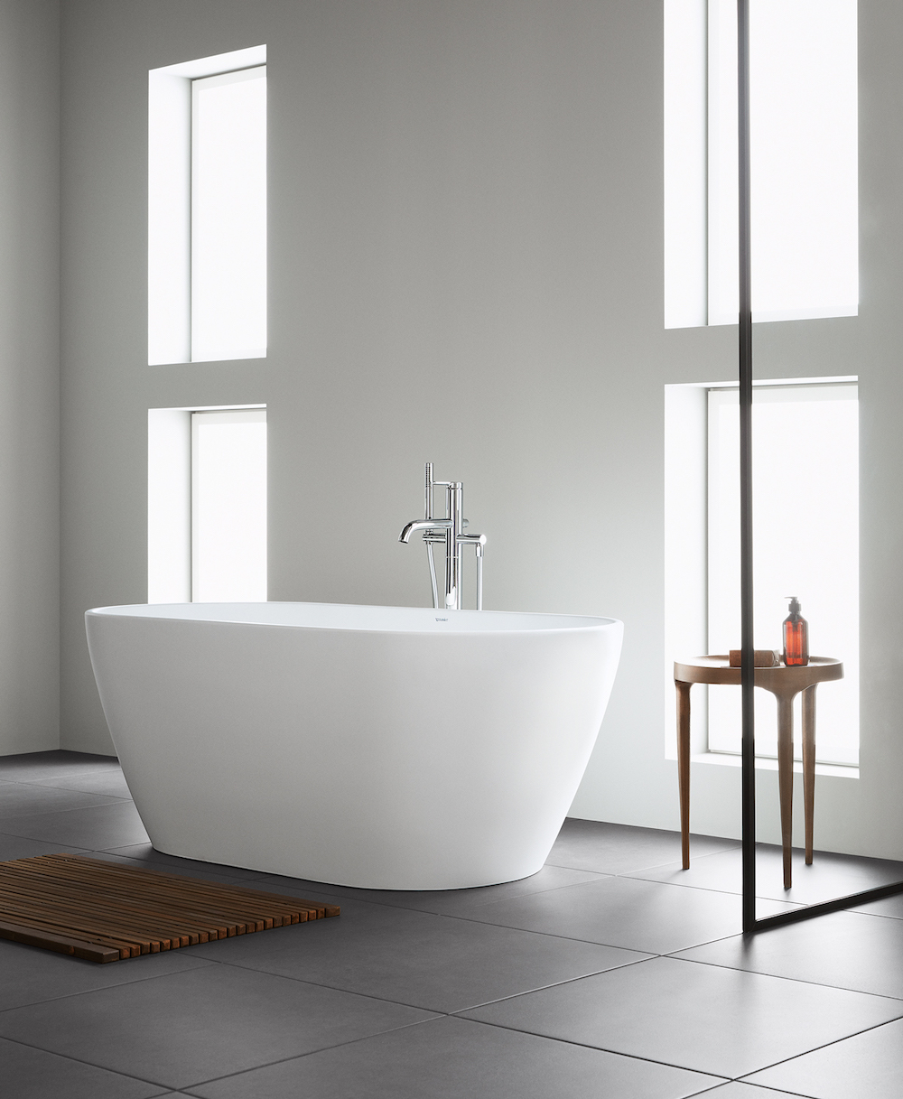 Duravit vrijstaand bad uit de complete badkamerserie D-Neo #duravit #badkamer #bad #vrijstaand #badkameridee #dneo