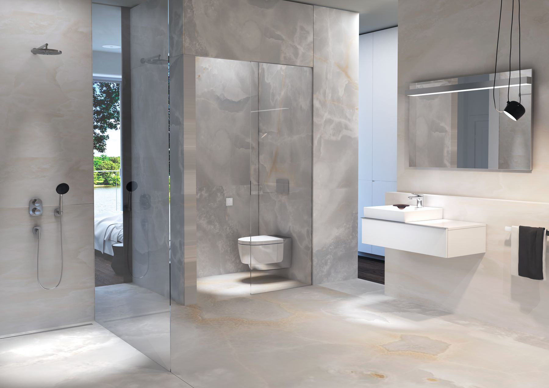 Badkamer met toilet met douchewc - Geberit Aquaclean Mera douchewc #toilet #badkamer #geberit