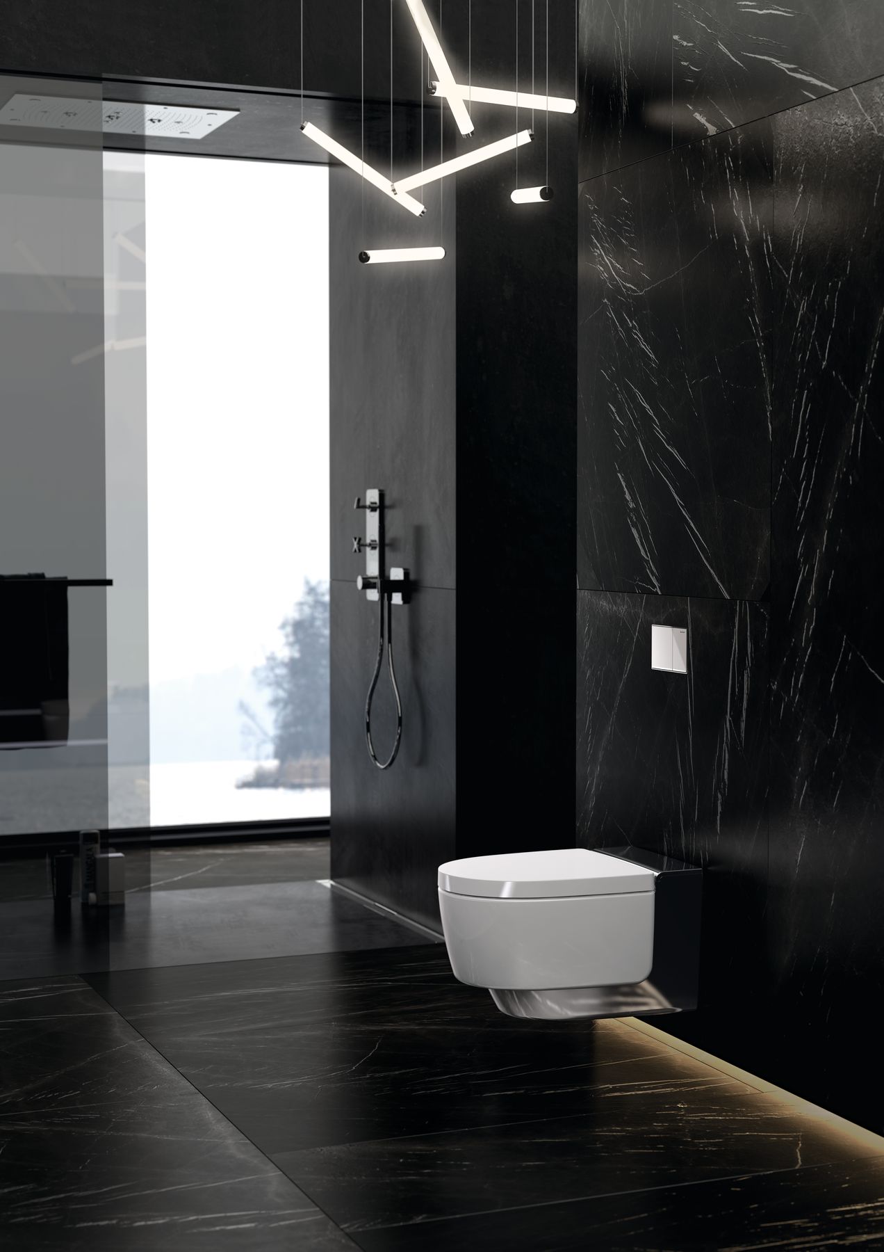 Badkamer met toilet met douchewc - Geberit Aquaclean Mera douchewc #toilet #badkamer #geberit