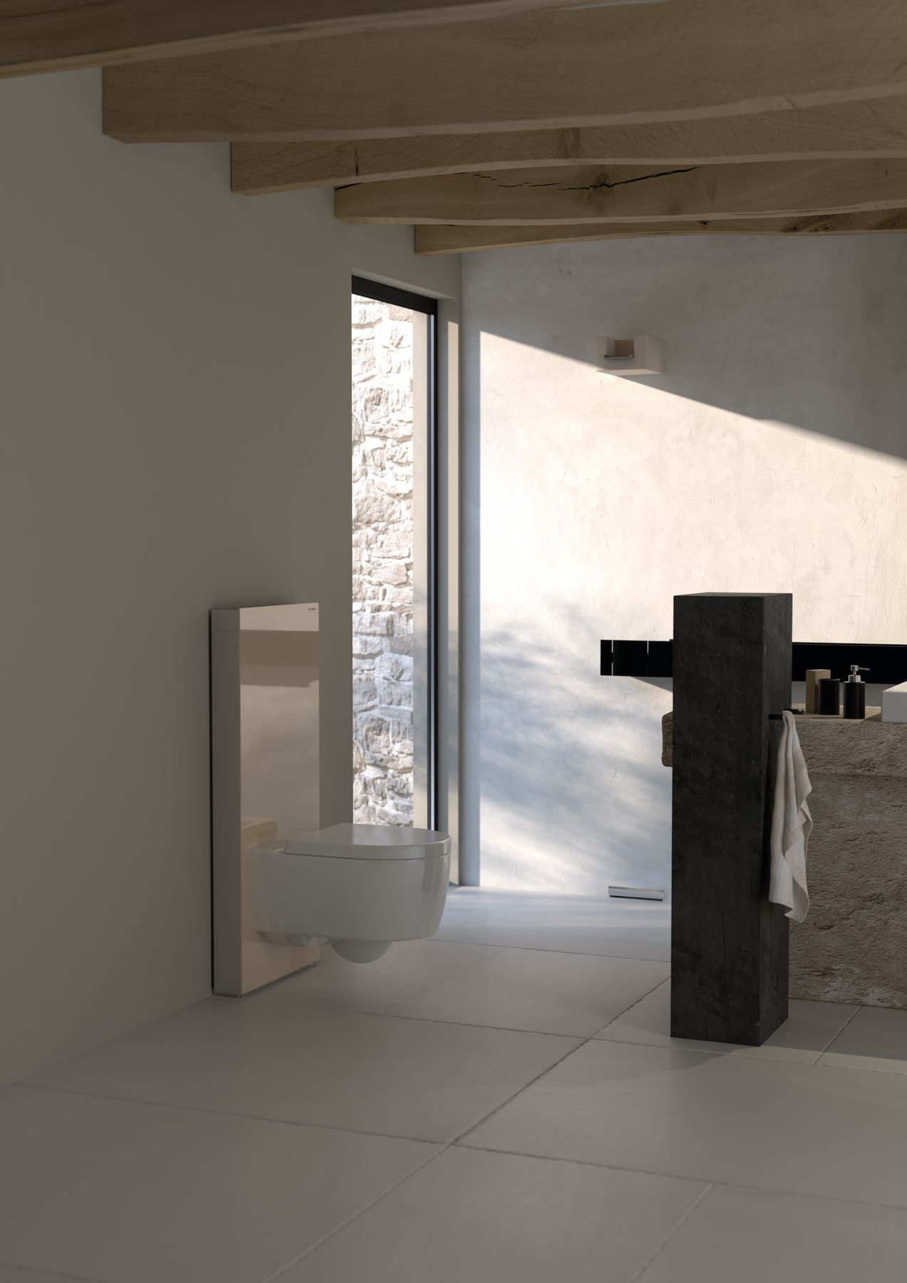 Badkamer met Geberit toilet met Monolith design-module