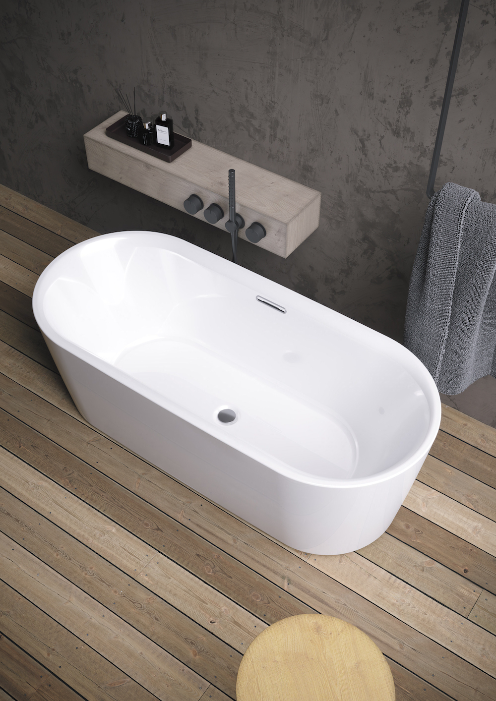 Vrijstaand design bad Modesty. Luxe acryl bad van Riho #badkamer #bad #modesty #riho