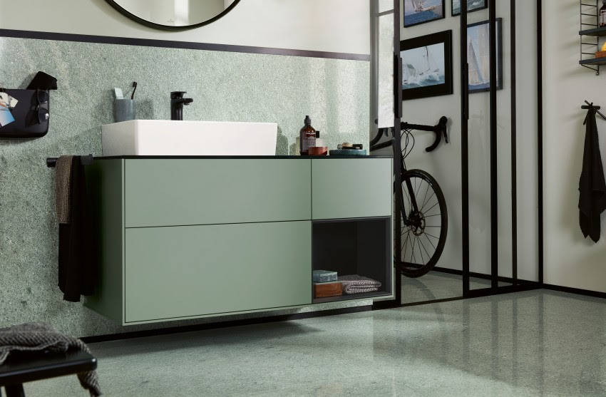 Badkamer inspiratie. Een stijlvolle badkamer met Finion, een complete collectie van Villeroy & Boch #badkamer