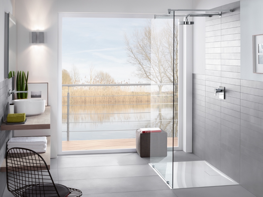 Vlakke douchevloer voor de inloopdouche Architectura Metalrim van Villeroy & Boch