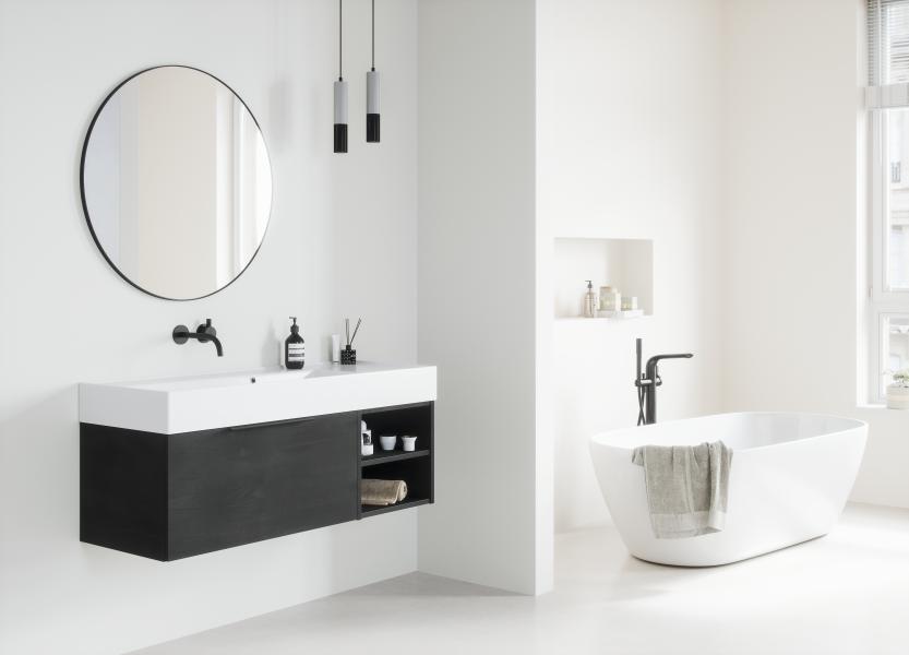 Thebalux badkamermeubel met wastafel Twenty van keramiek en spiegel Giro #thebalux #badkamermeubels #wastafel #badkamerspiegel